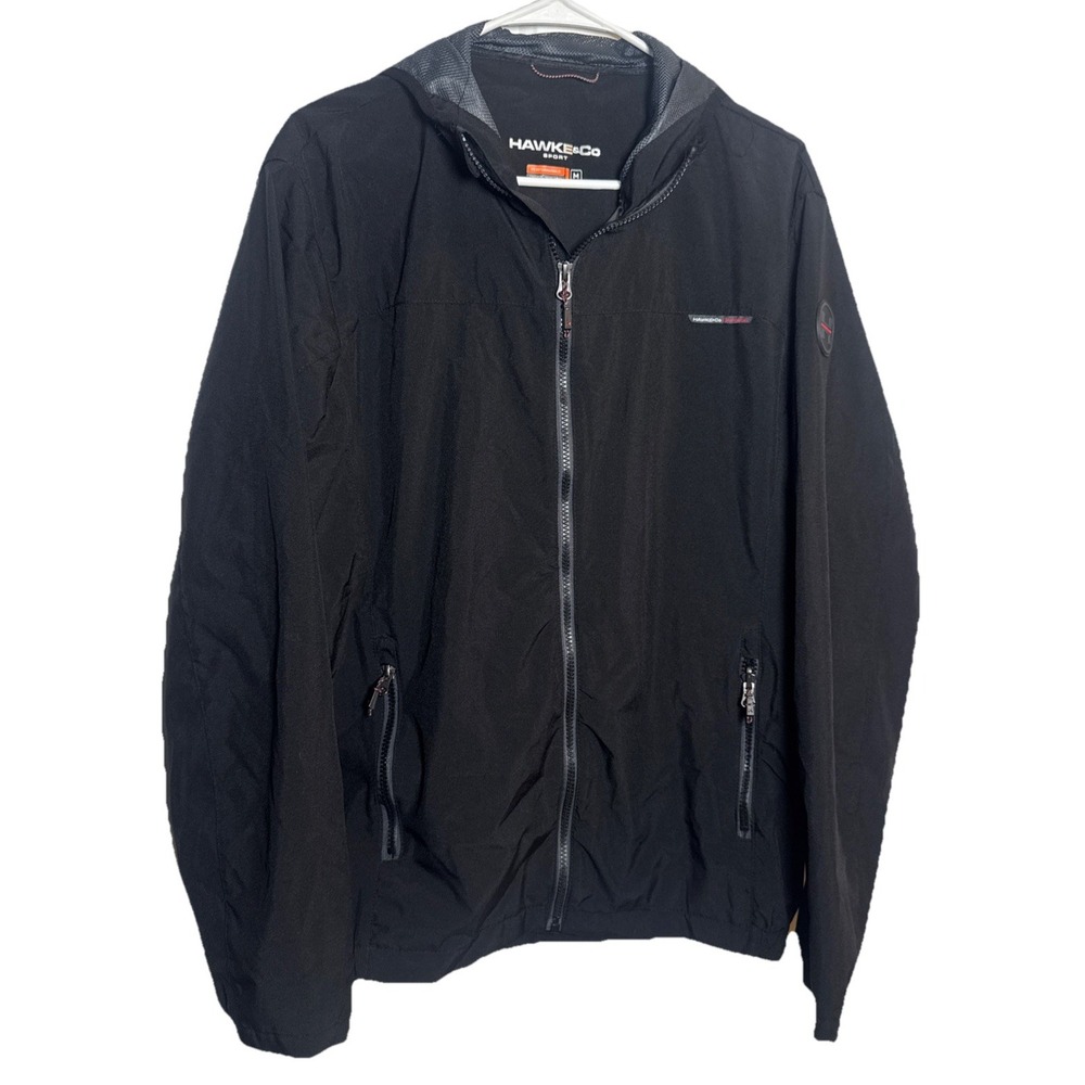 Hawke & Co Sport Men's Performance Softshell Jacket Black Hooded Zip Up Size M